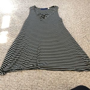 Straight green and white stripped dress